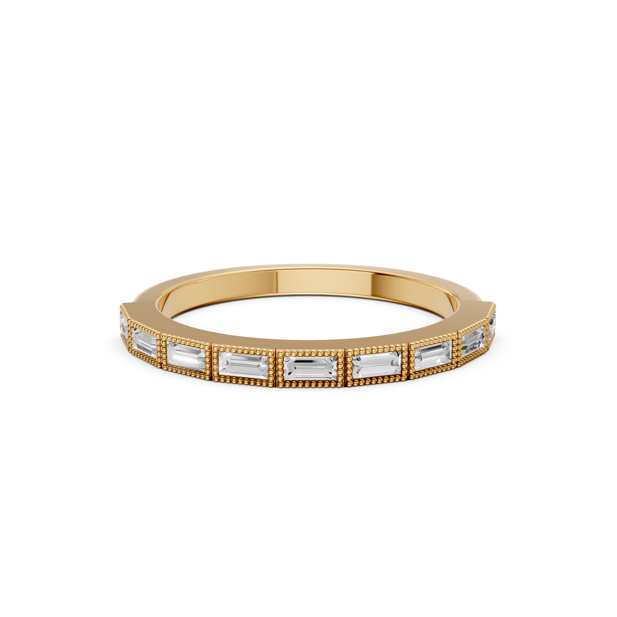 Celeste Baguette Diamond Half Eternity Band Ring in Gold