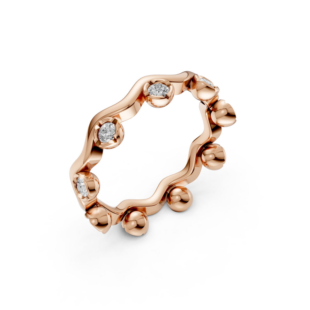 Willow Round Diamond Wavy Eternity Ring in Gold