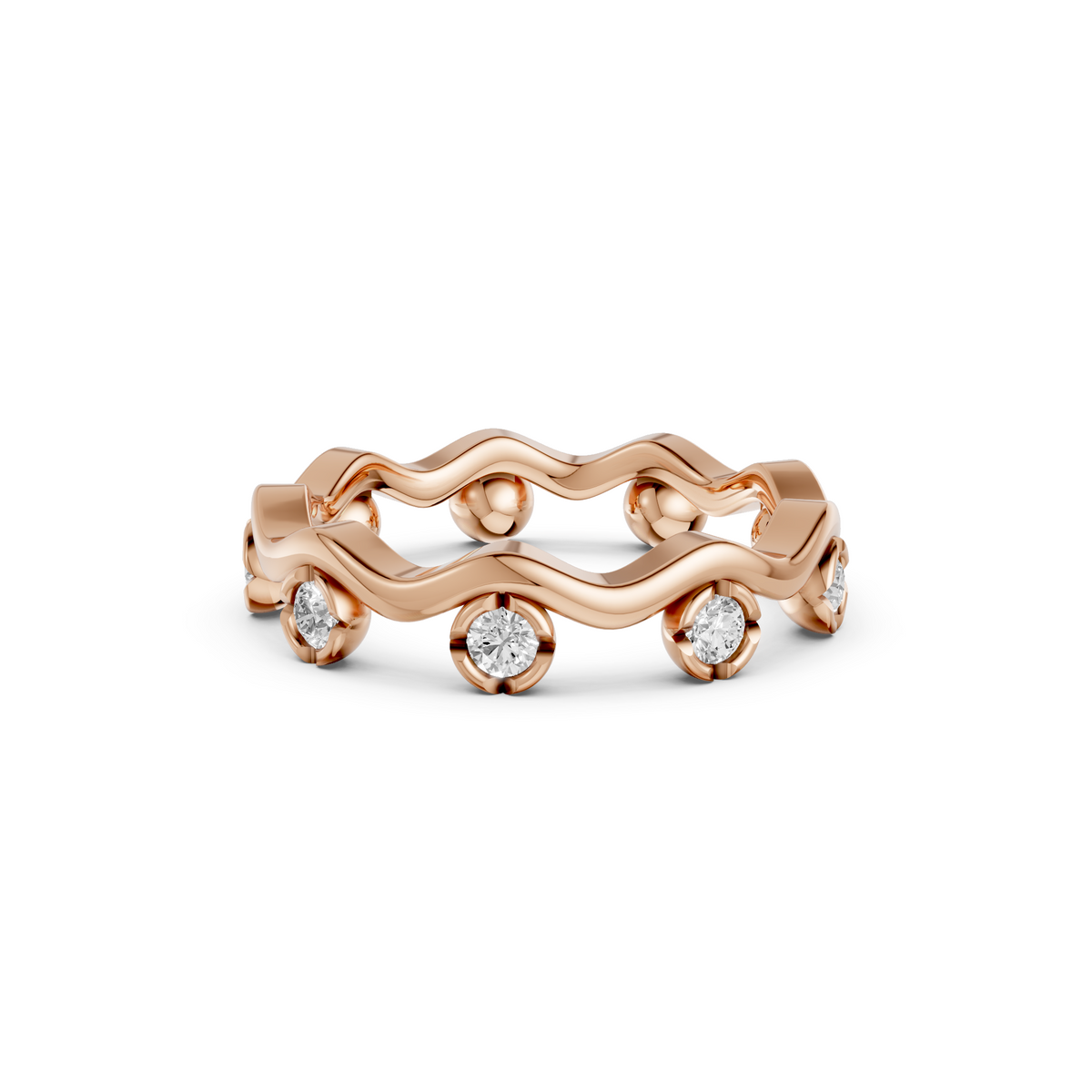 Willow Round Diamond Wavy Eternity Ring in Gold