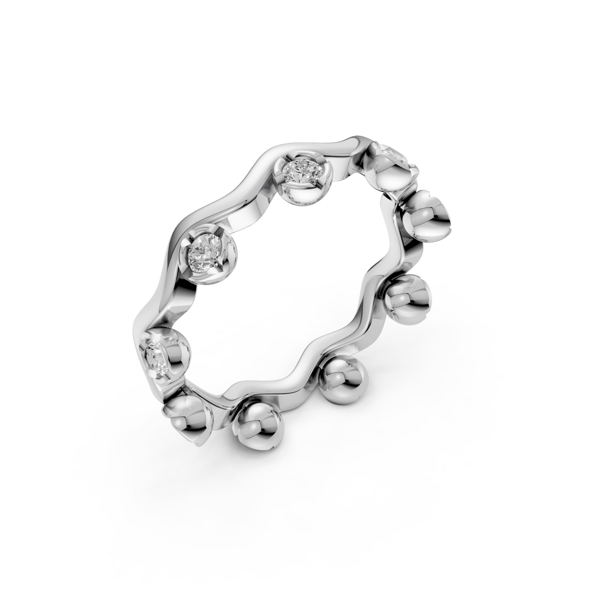 Willow Round Diamond Wavy Eternity Ring in Gold