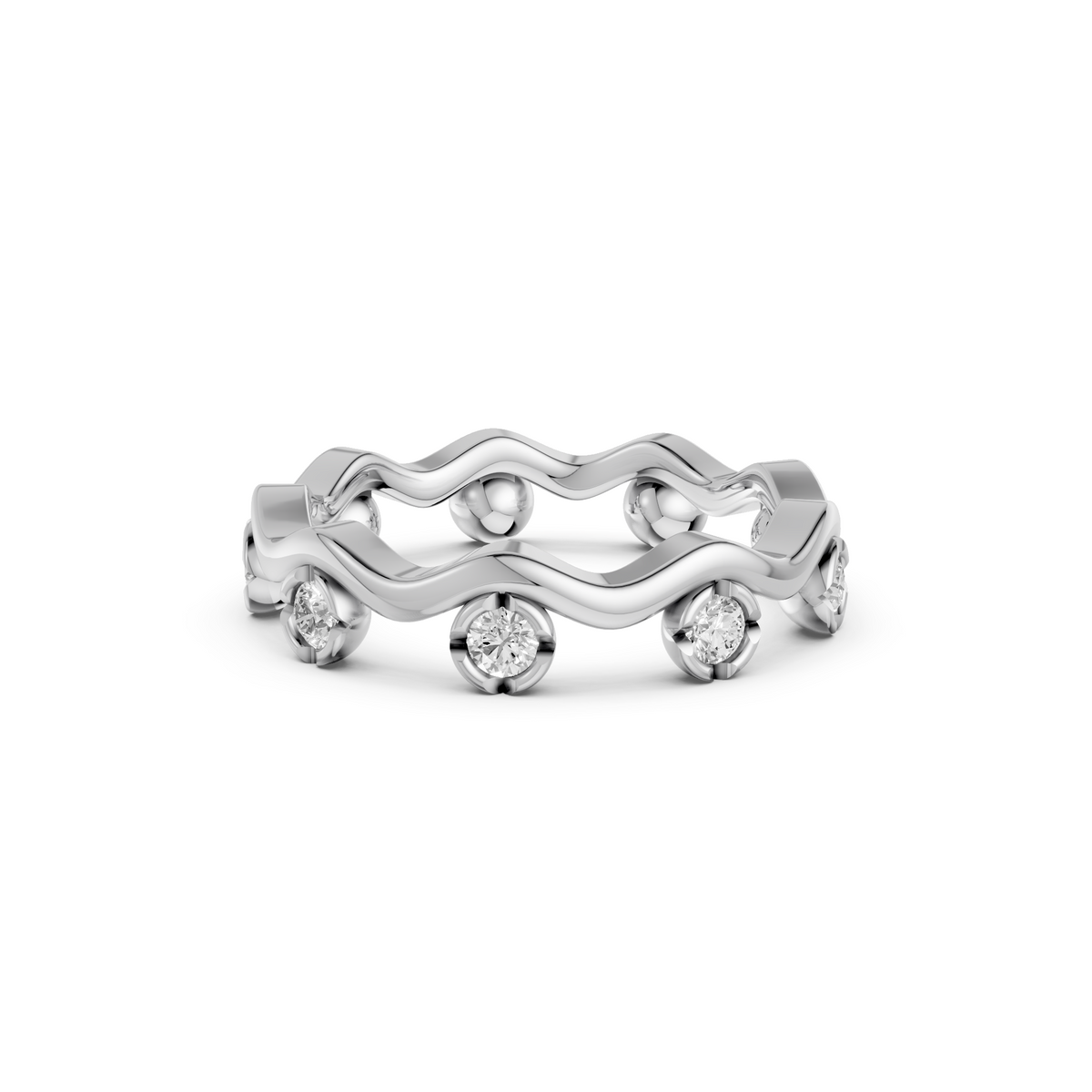 Willow Round Diamond Wavy Eternity Ring in Gold