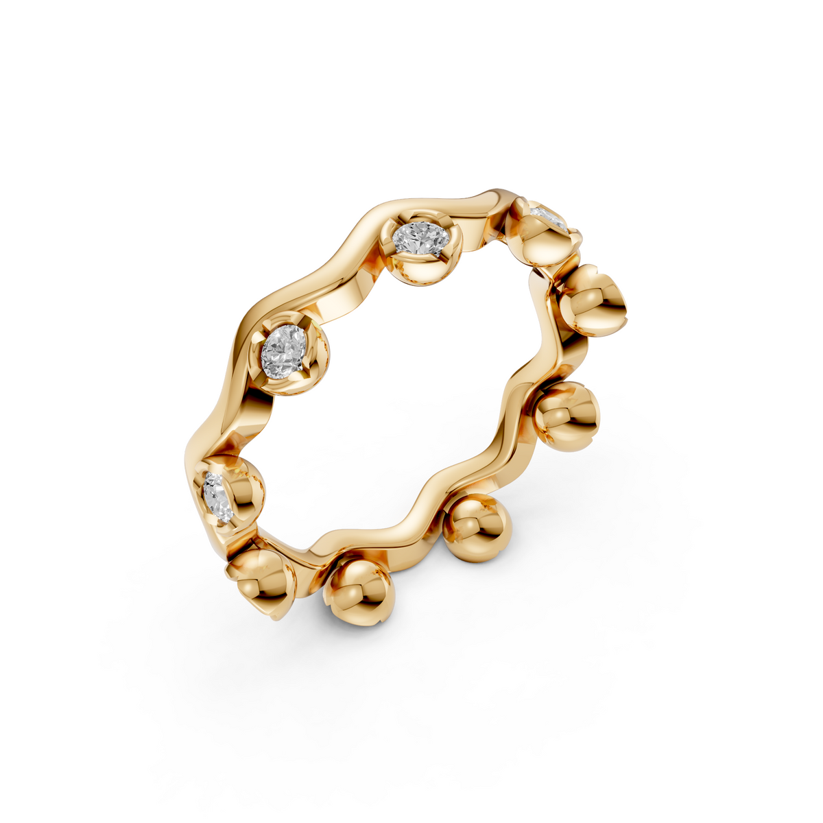 Willow Round Diamond Wavy Eternity Ring in Gold