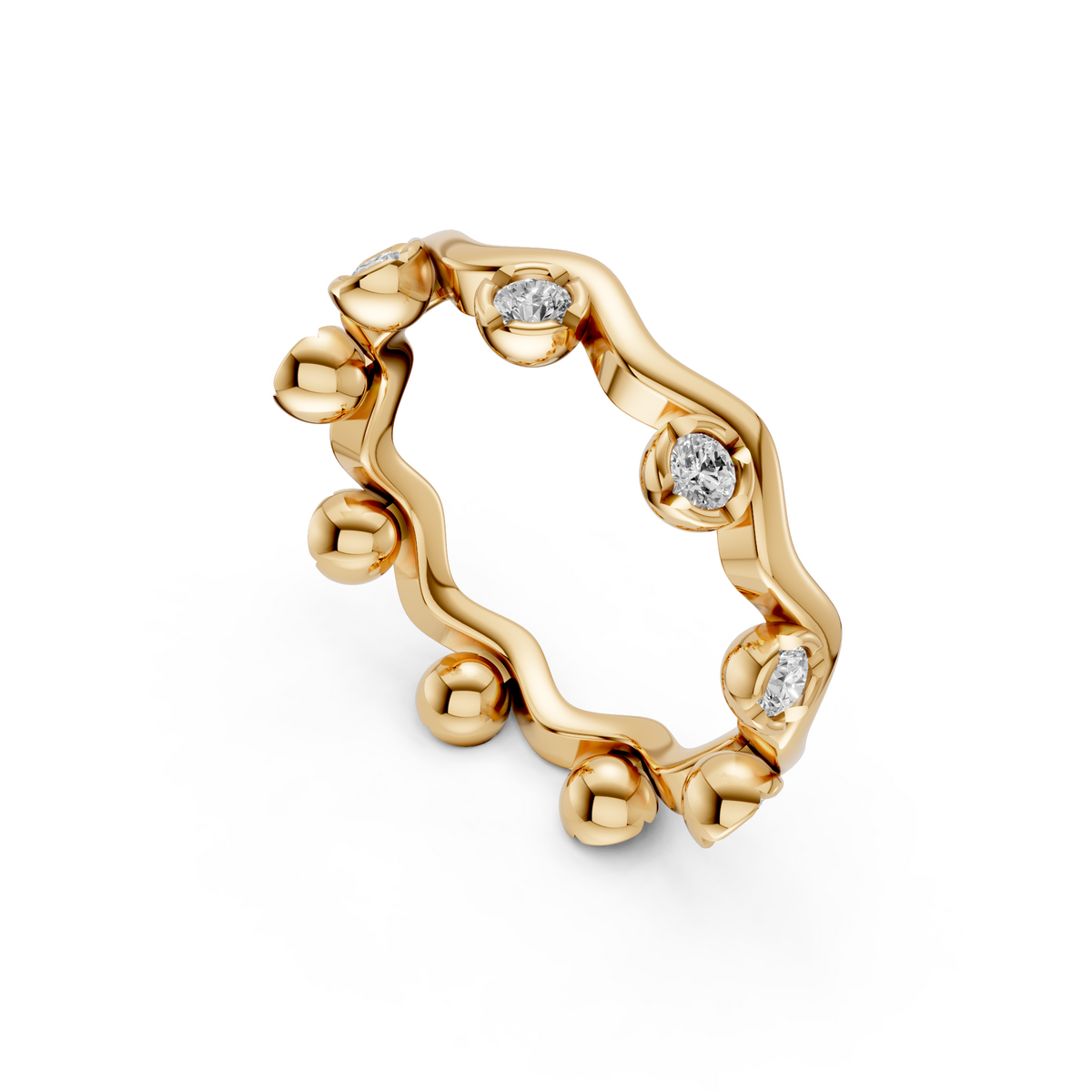 Willow Round Diamond Wavy Eternity Ring in Gold
