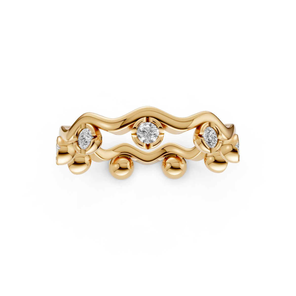 Willow Round Diamond Wavy Eternity Ring in Gold