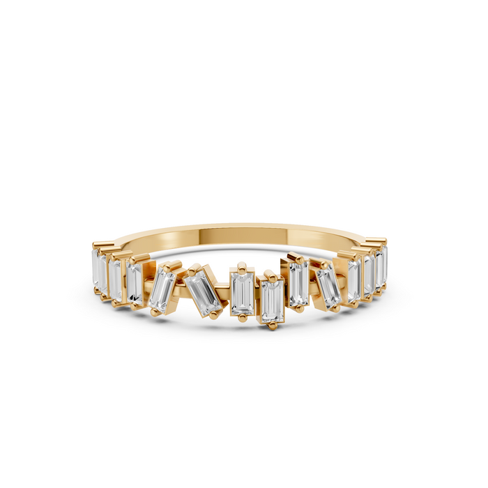 Celeste Baguette Diamond Half Eternity Ring in Yellow Gold