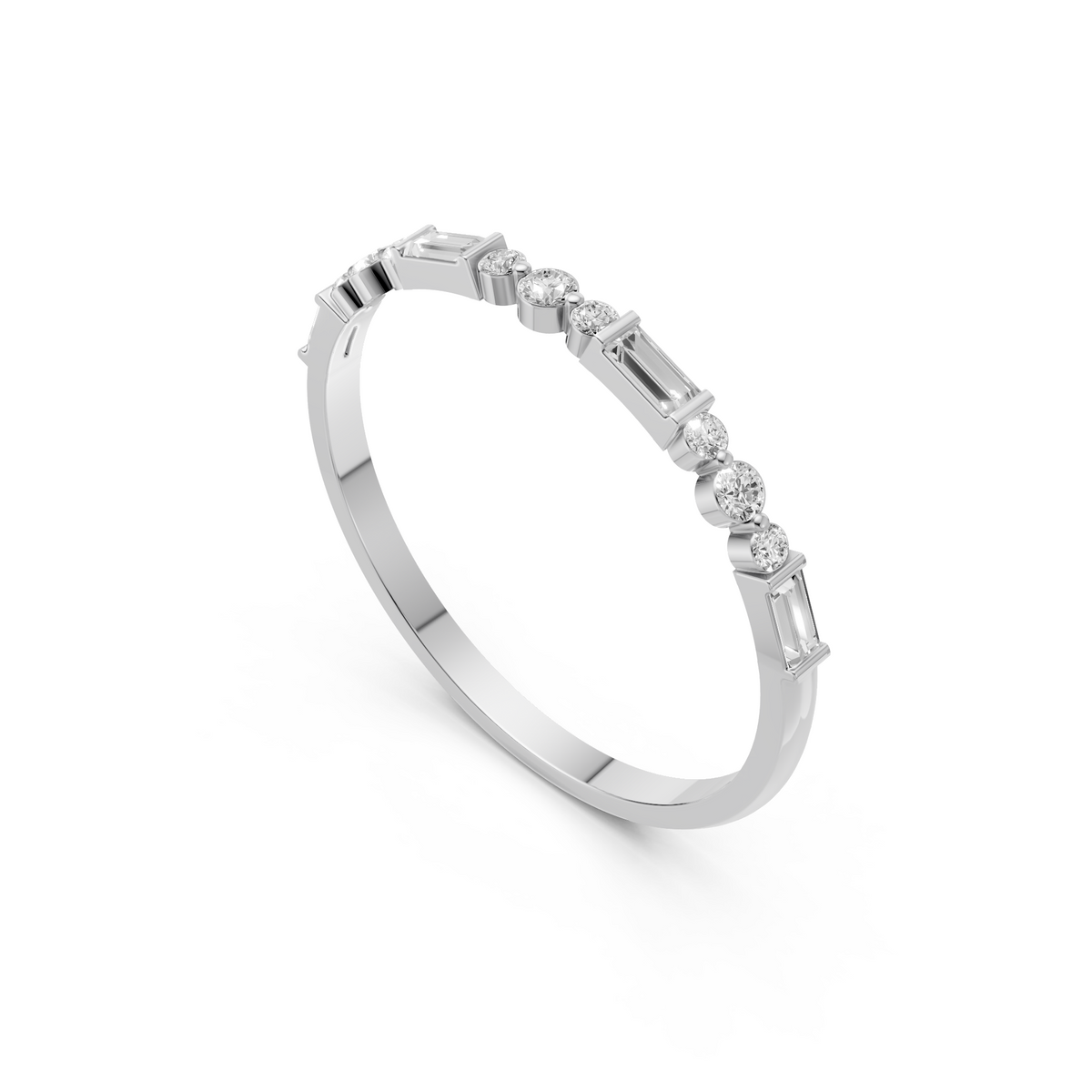 Harlow Baguette & Round Diamond Half Eternity Ring