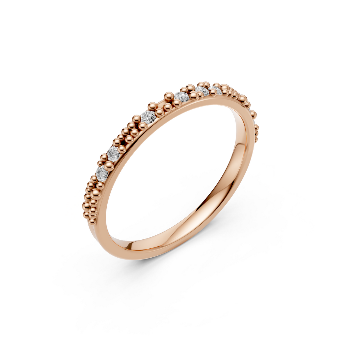 Elara Round Diamond Beaded Wedding Band