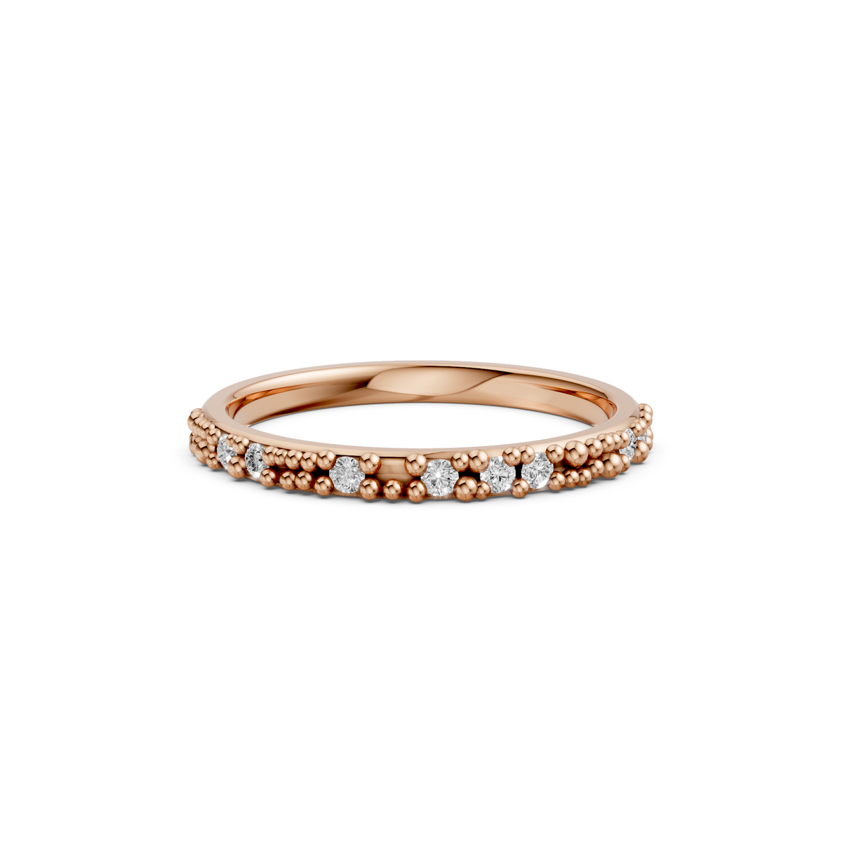 Elara Round Diamond Beaded Wedding Band