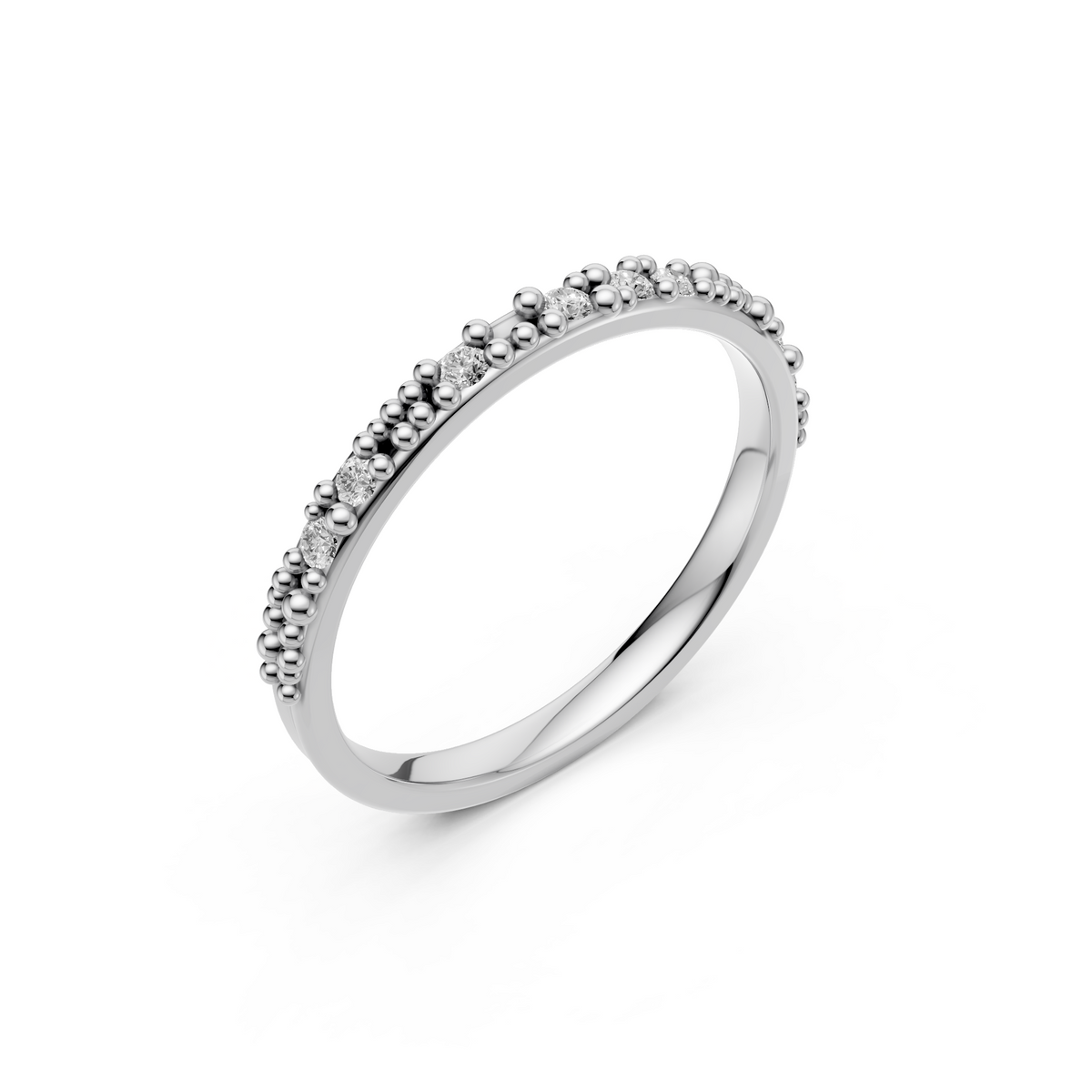 Elara Round Diamond Beaded Wedding Band