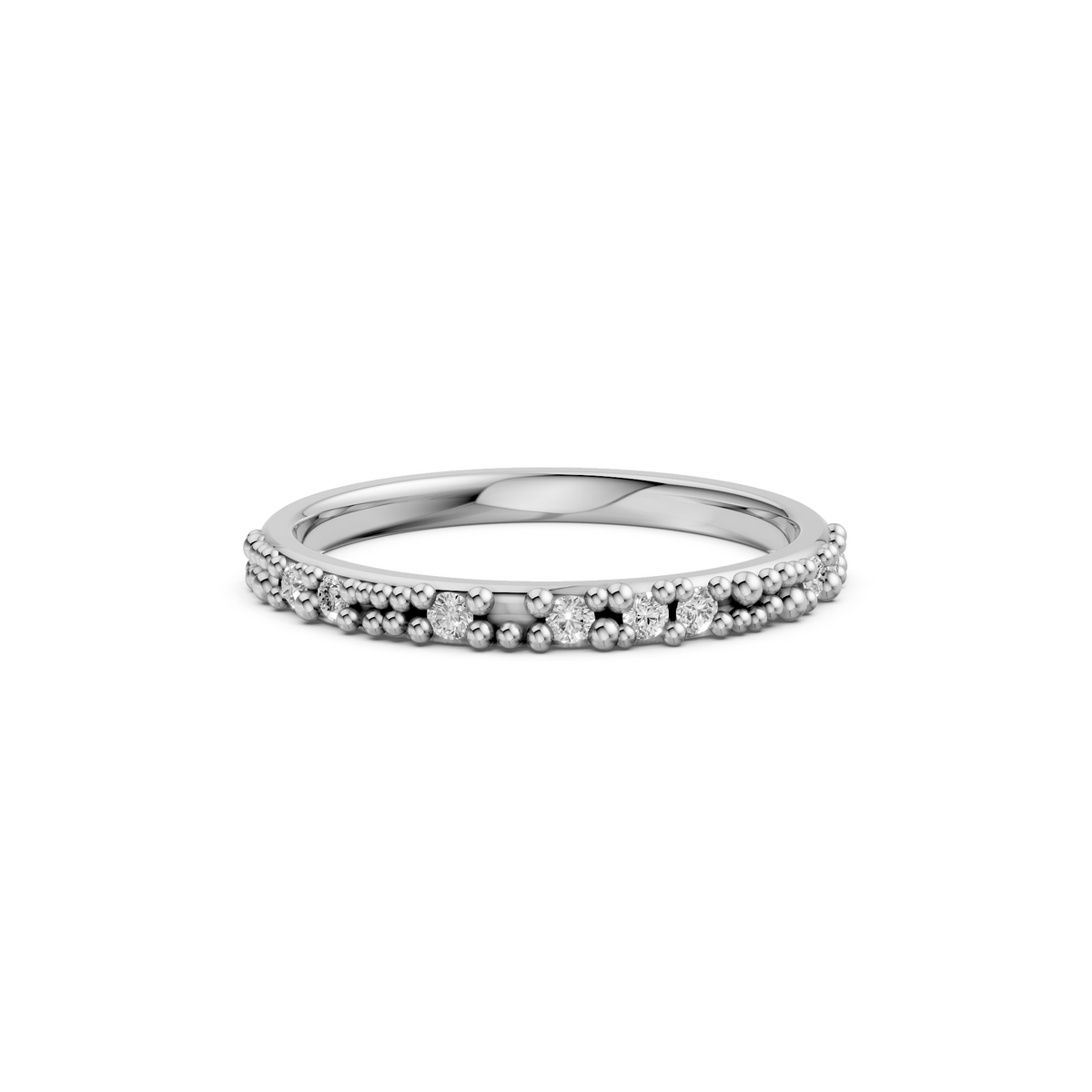 Elara Round Diamond Beaded Wedding Band