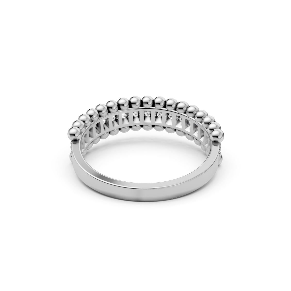 Marielle Round Diamond Beaded Triple Row Wedding Band