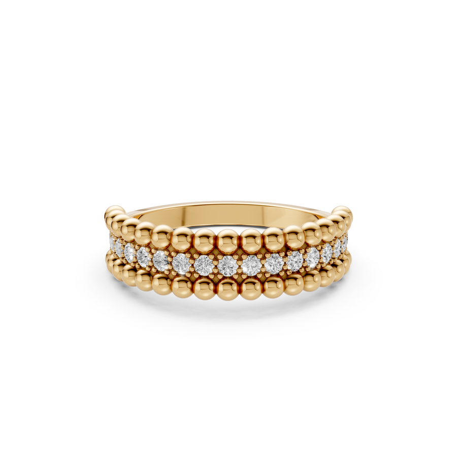 Marielle Round Diamond Beaded Triple Row Wedding Band