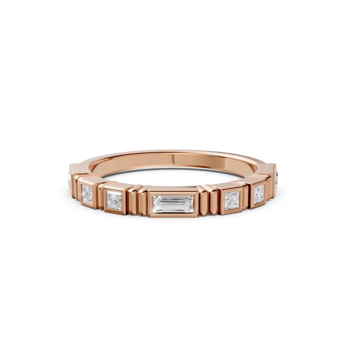 Princess & Emerald Cut Diamond Band Ring in Gold 14K Yellow Gold
