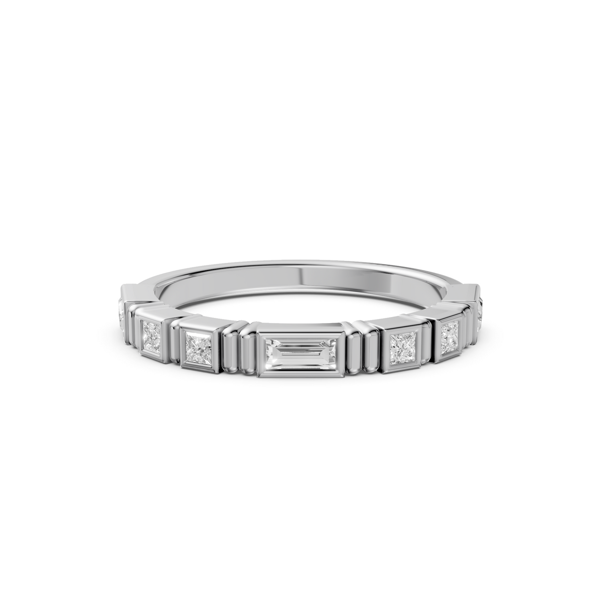Princess & Emerald Cut Diamond Band Ring in Gold 14K Yellow Gold