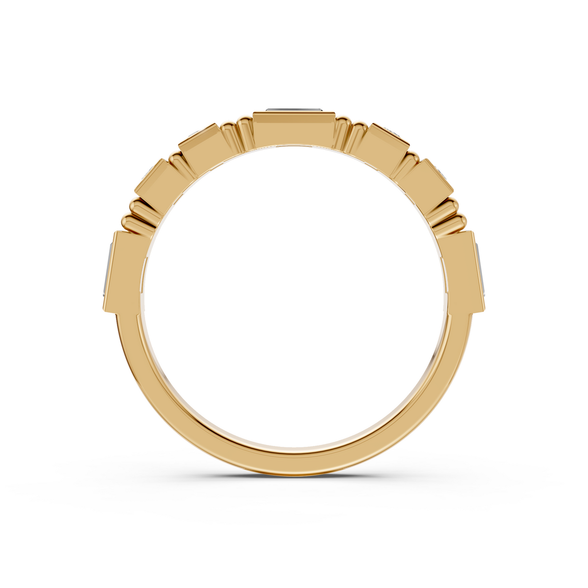 Princess & Emerald Cut Diamond Band Ring in Gold 14K Yellow Gold