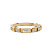 Princess & Emerald Cut Diamond Band Ring in Gold 14K Yellow Gold