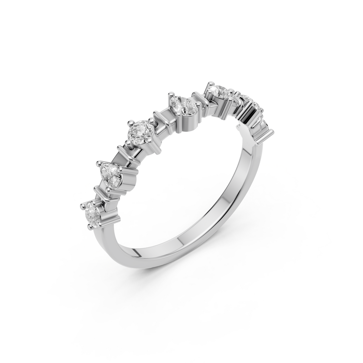 Celeste Pear Diamond Half Eternity Ring in Gold