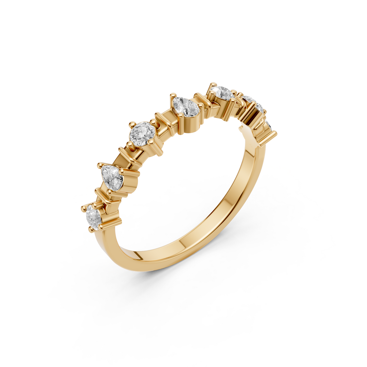 Celeste Pear Diamond Half Eternity Ring in Gold