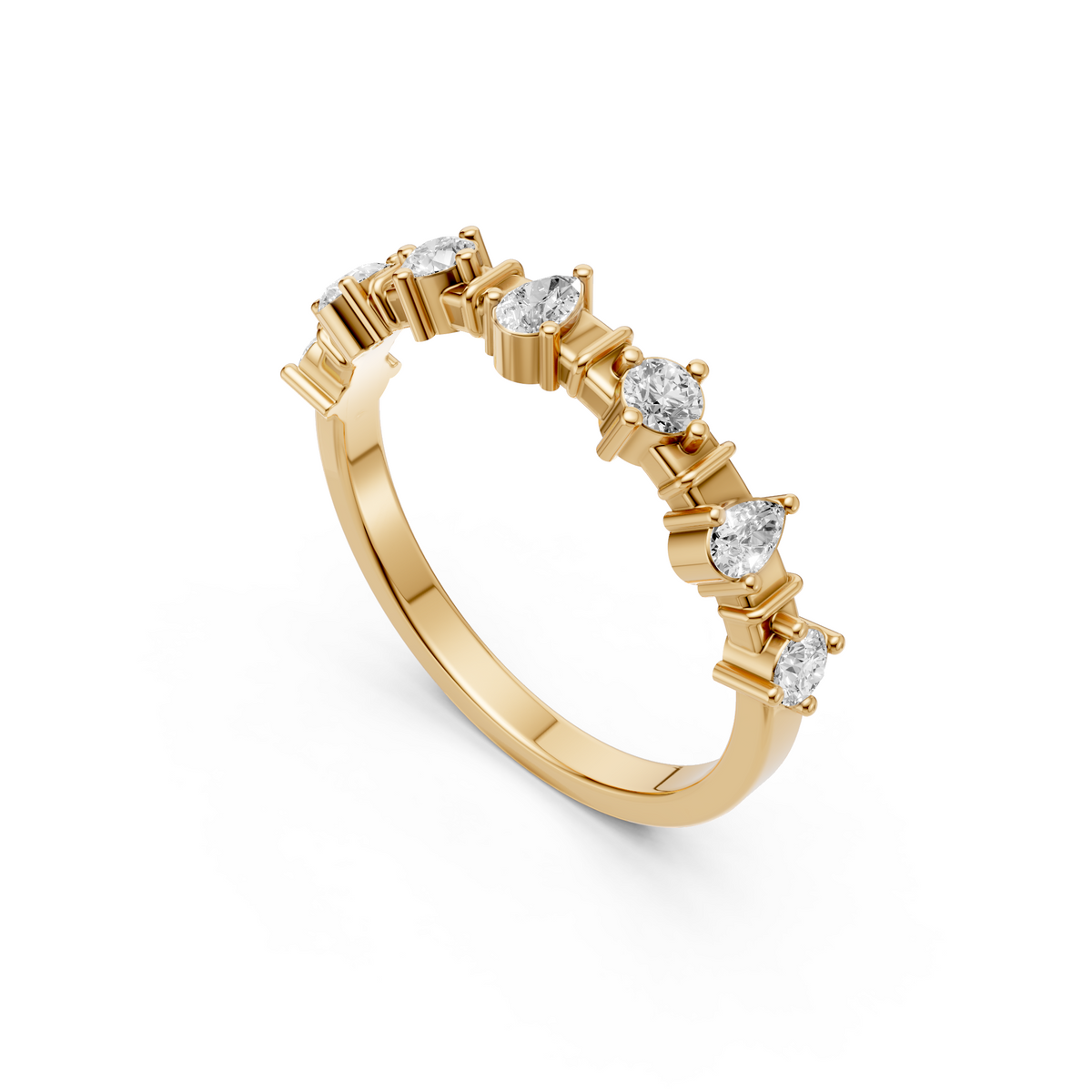 Celeste Pear Diamond Half Eternity Ring in Gold