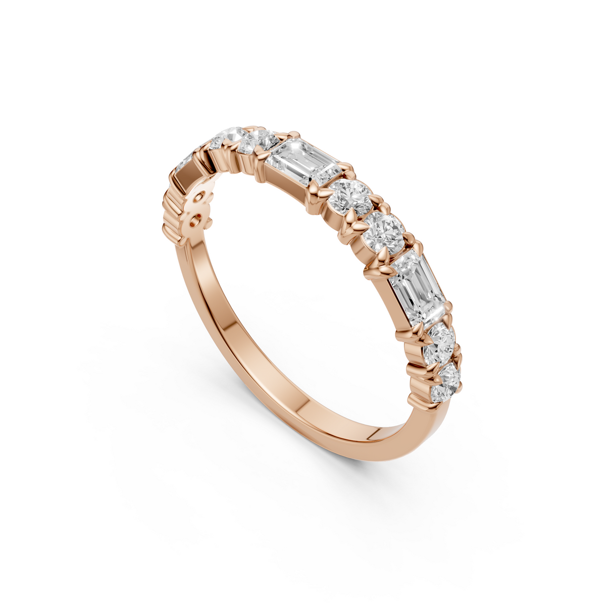 Celeste Emerald Cut Diamond Half Eternity Ring in Gold
