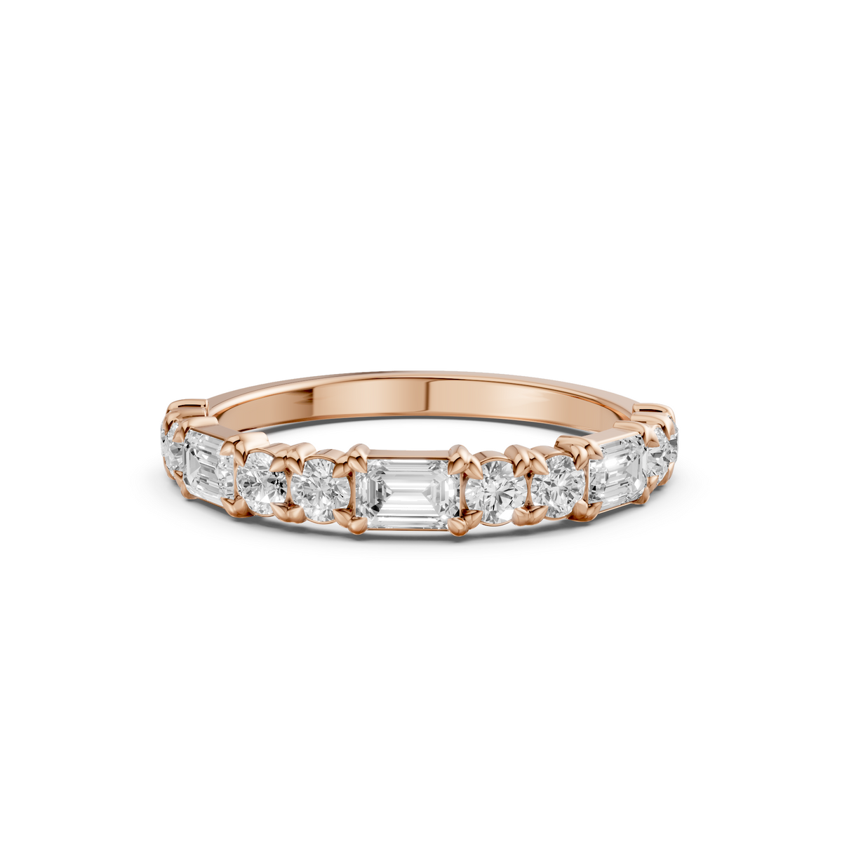 Celeste Emerald Cut Diamond Half Eternity Ring in Gold