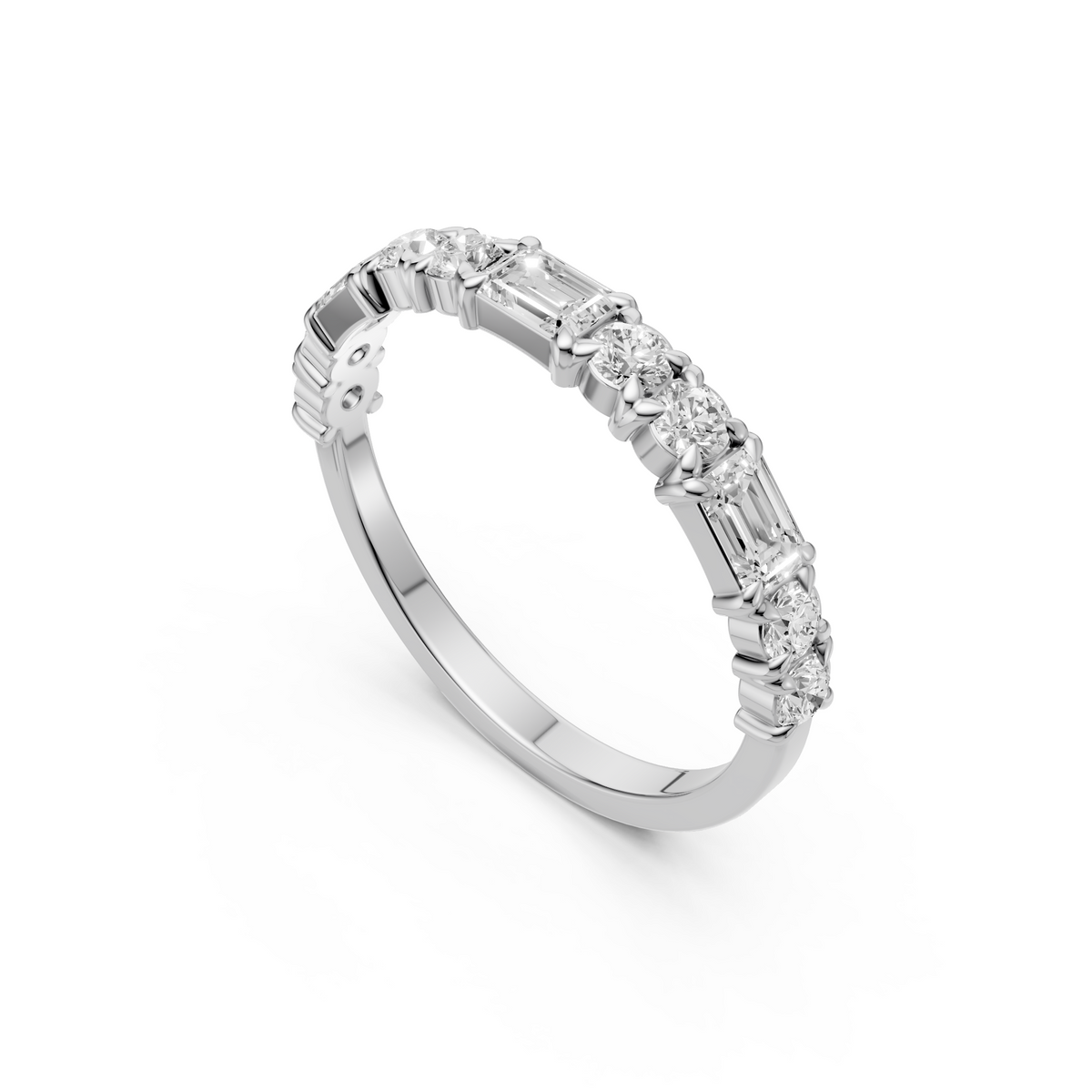 Celeste Emerald Cut Diamond Half Eternity Ring in Gold