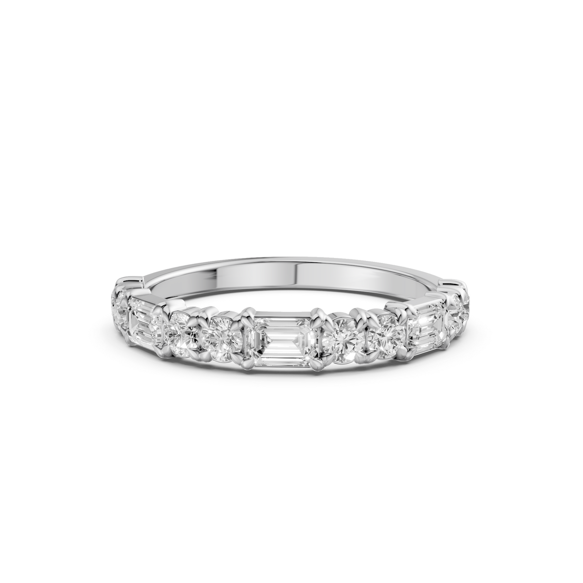 Celeste Emerald Cut Diamond Half Eternity Ring in Gold