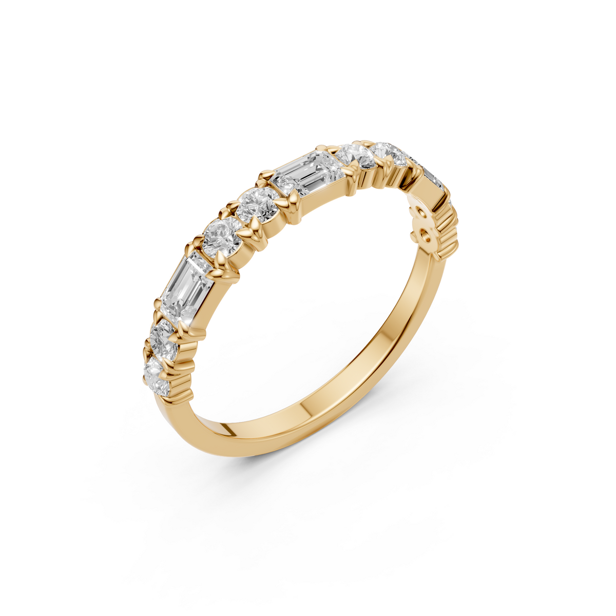 Celeste Emerald Cut Diamond Half Eternity Ring in Gold