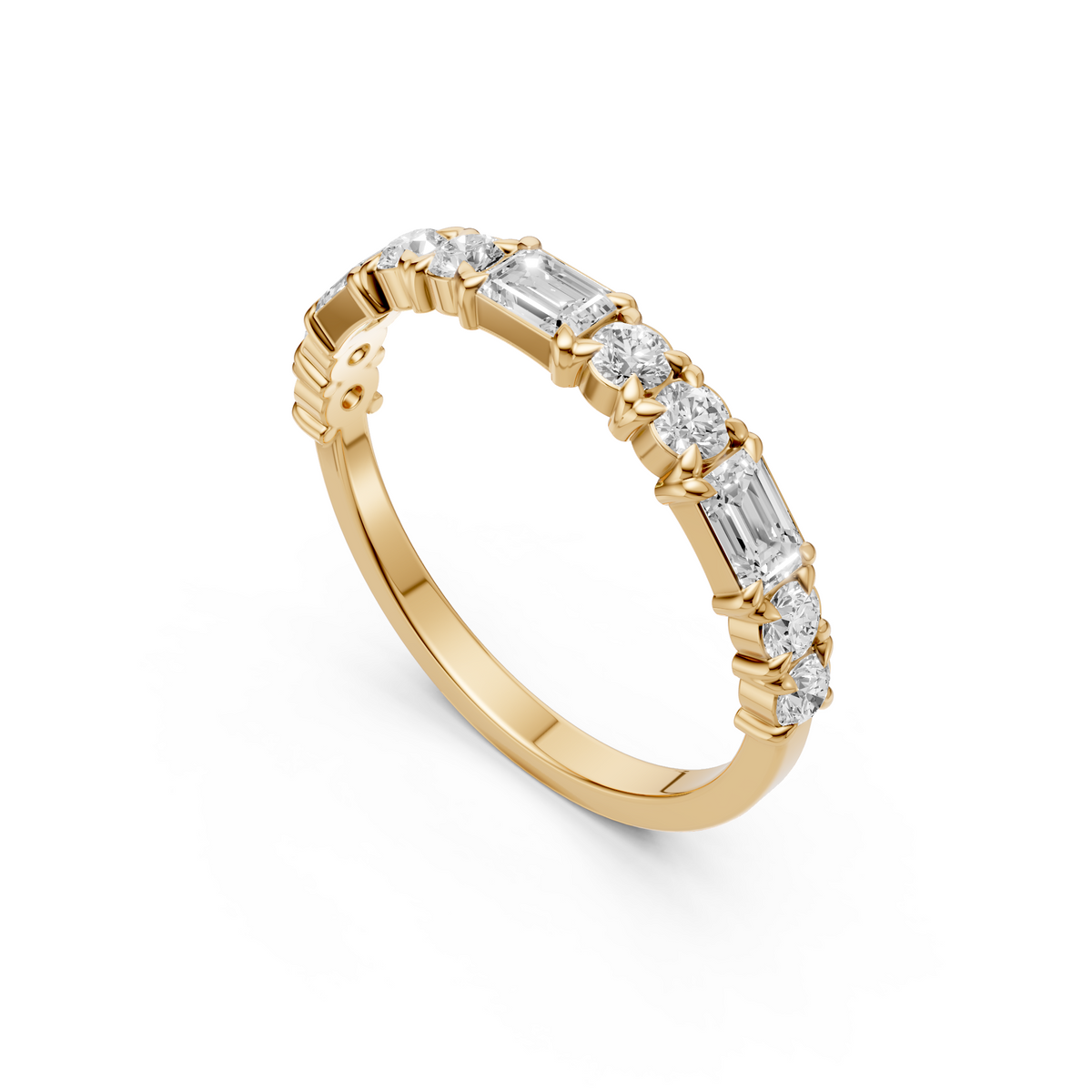 Celeste Emerald Cut Diamond Half Eternity Ring in Gold
