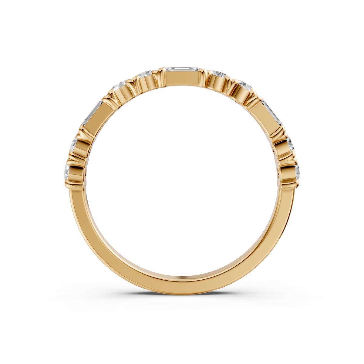 Celeste Emerald Cut Diamond Half Eternity Ring in Gold