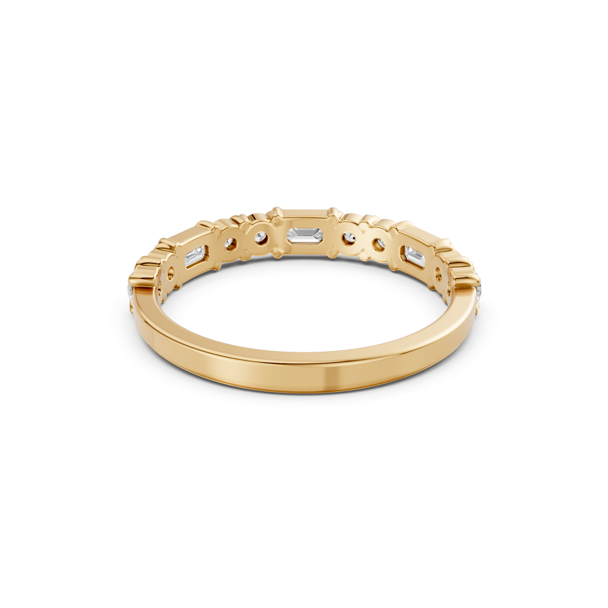 Celeste Emerald Cut Diamond Half Eternity Ring in Gold