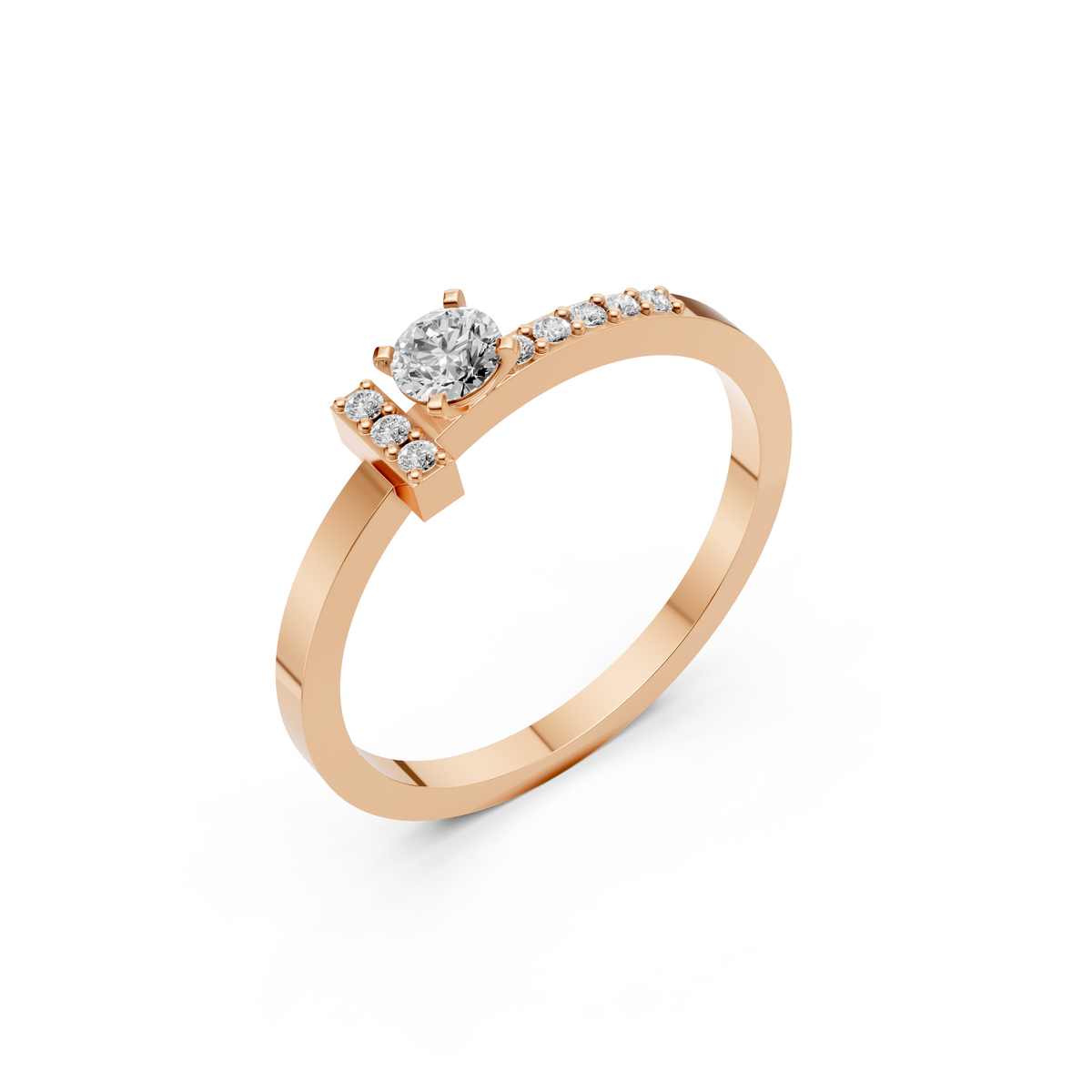 Harlow Round Diamond Statement Ring in 14K Gold