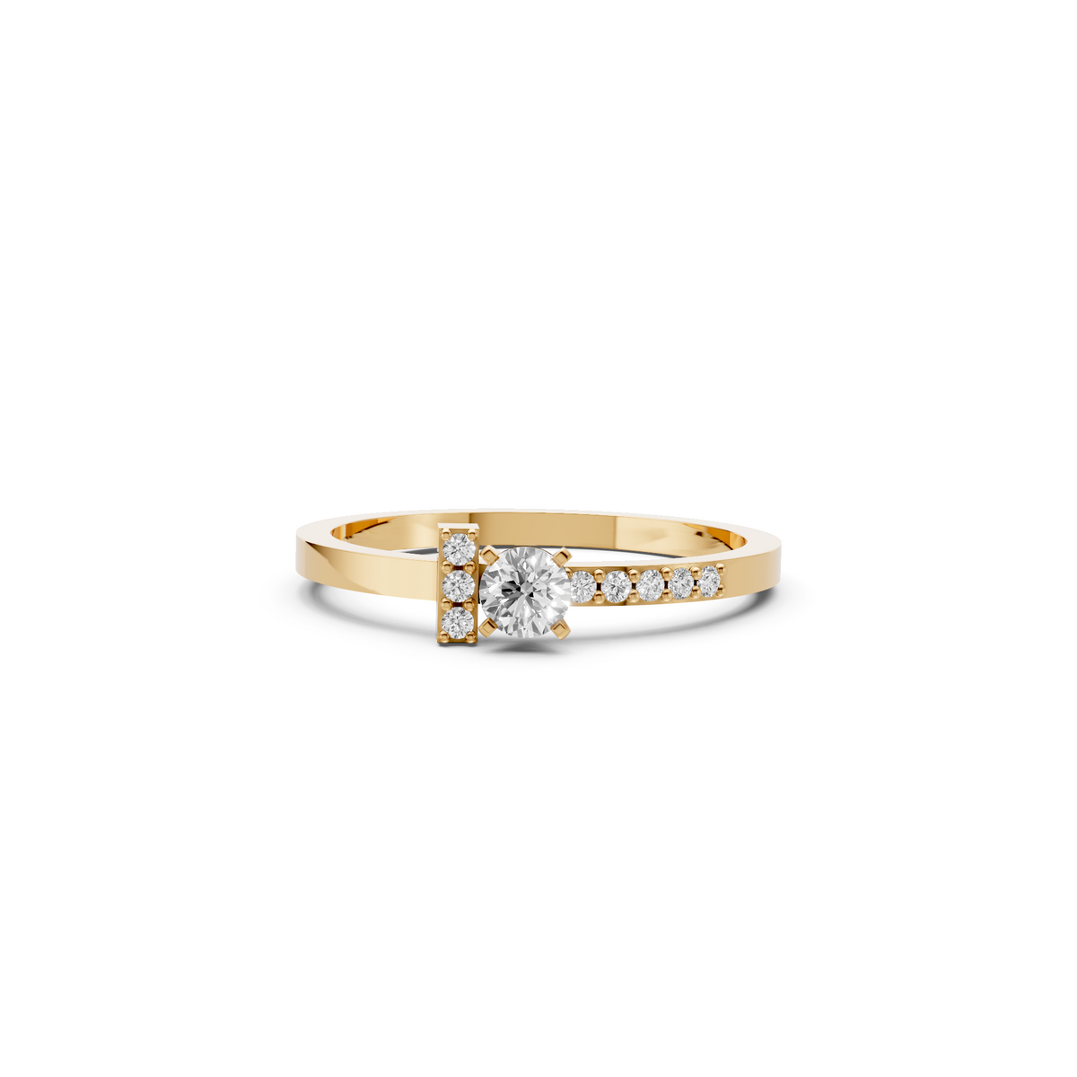 Harlow Round Diamond Statement Ring in 14K Gold