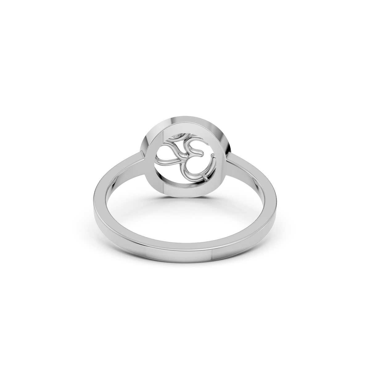 Om Religious Symbol Round Diamond Halo Ring in Solid Gold