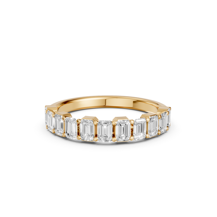 Emerald Cut Diamond Half Eternity Wedding Band