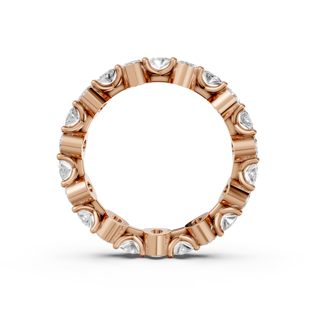 Oval Diamond Eternity Band Ring with Sculpted Solid Gold