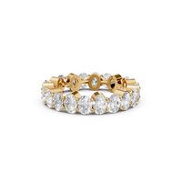 Oval Diamond Eternity Band Ring with Sculpted Solid Gold