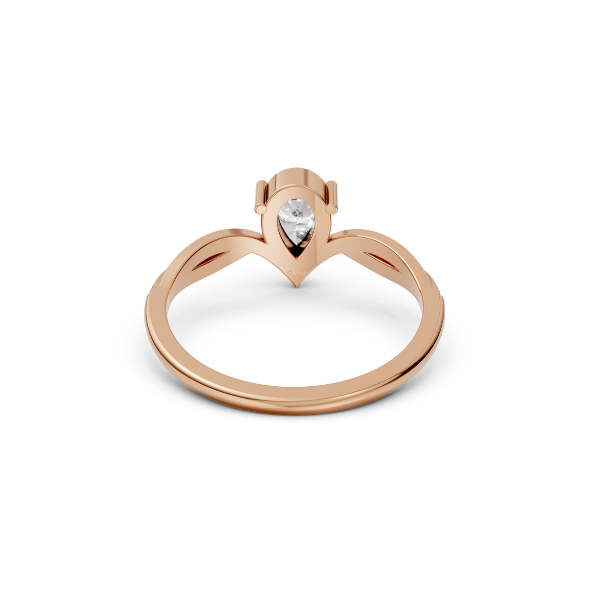 Twisted Pear Pave Engagement Ring in 14K Solid Gold