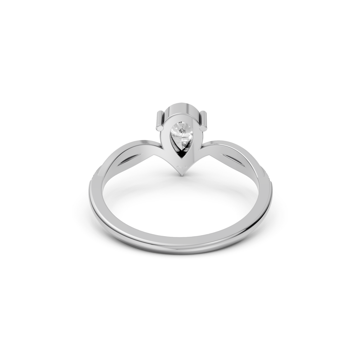 Twisted Pear Pave Engagement Ring in 14K Solid Gold