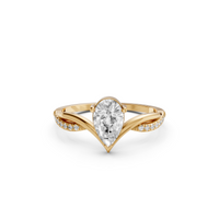 Twisted Pear Pave Engagement Ring in 14K Solid Gold