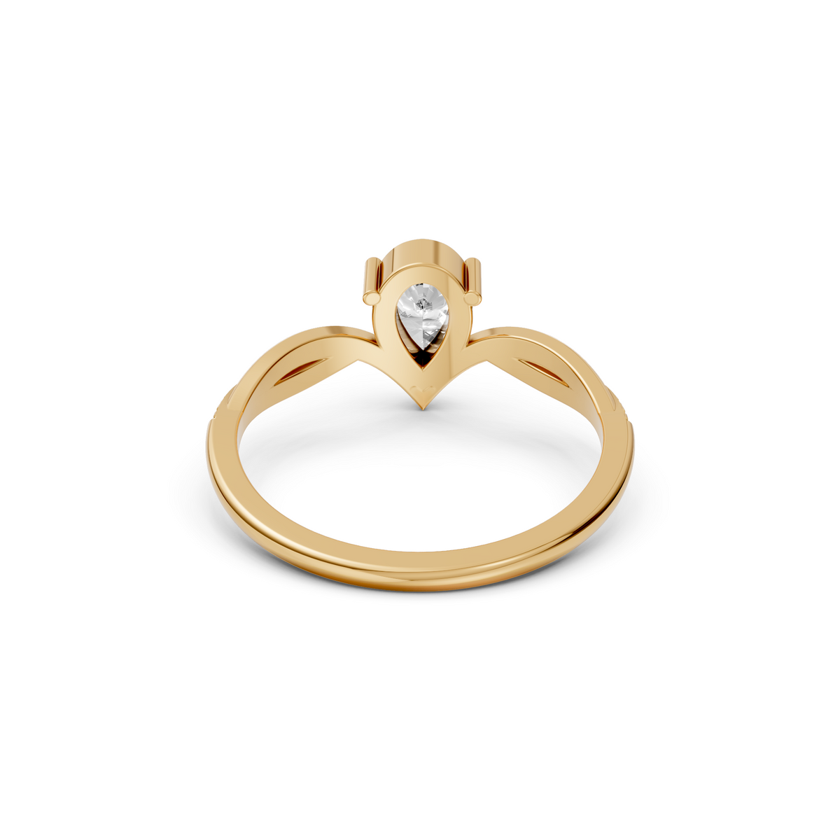 Twisted Pear Pave Engagement Ring in 14K Solid Gold