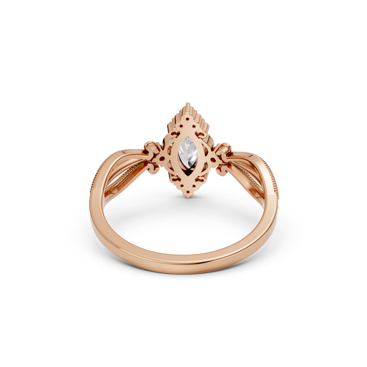 Elara Marquise Diamond Vintage Engagement Ring in Gold