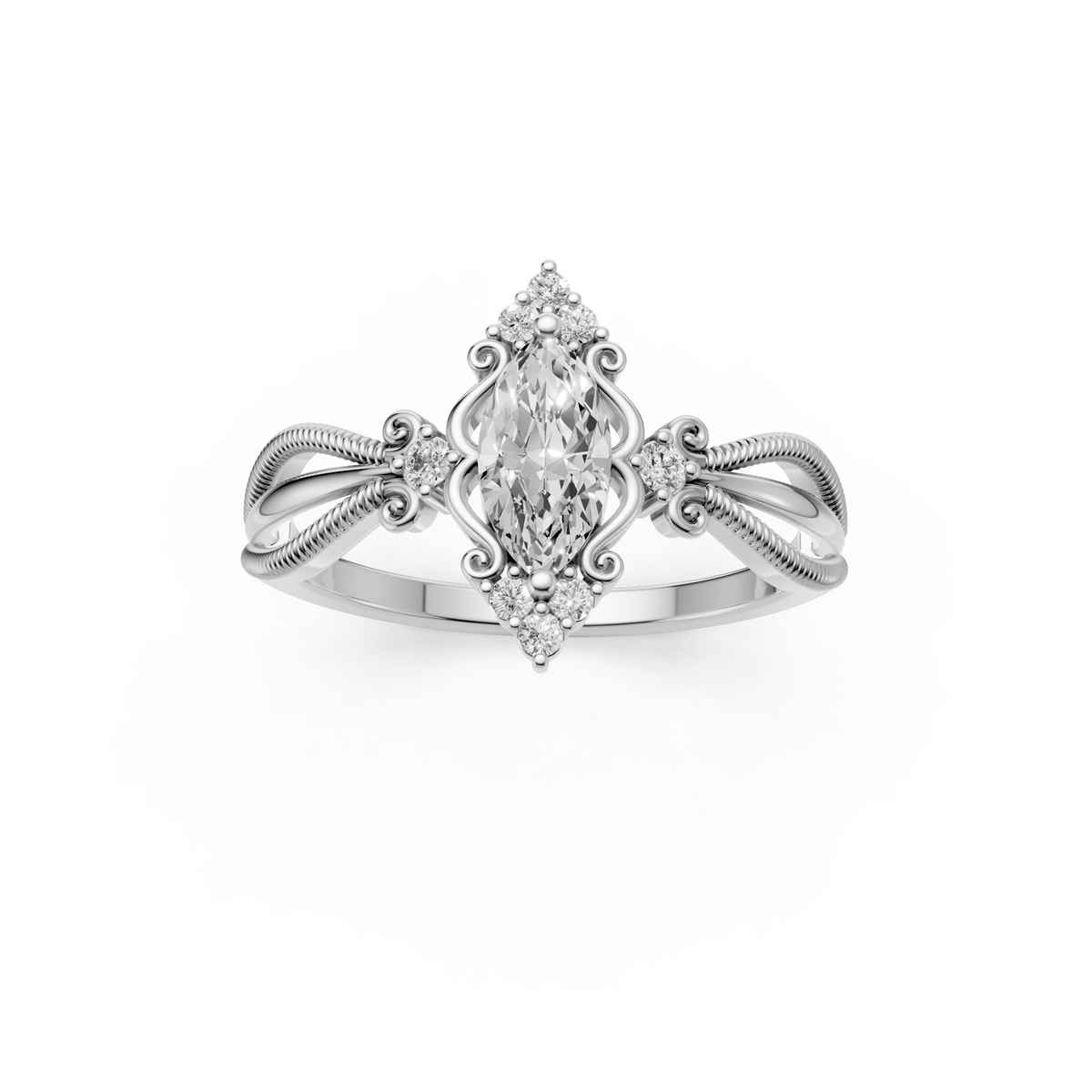 Elara Marquise Diamond Vintage Engagement Ring in Gold
