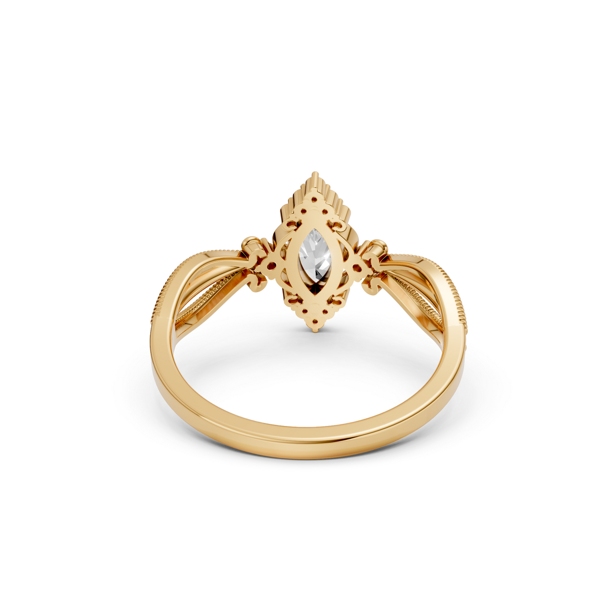 Elara Marquise Diamond Vintage Engagement Ring in Gold