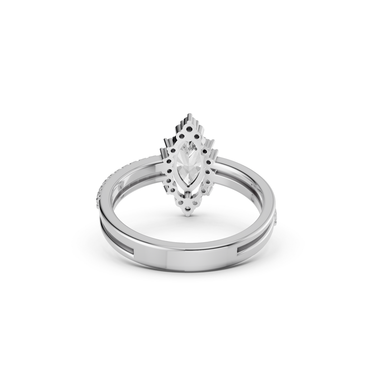 Wren Marquise Diamond Halo Pave Engagement Ring in Gold