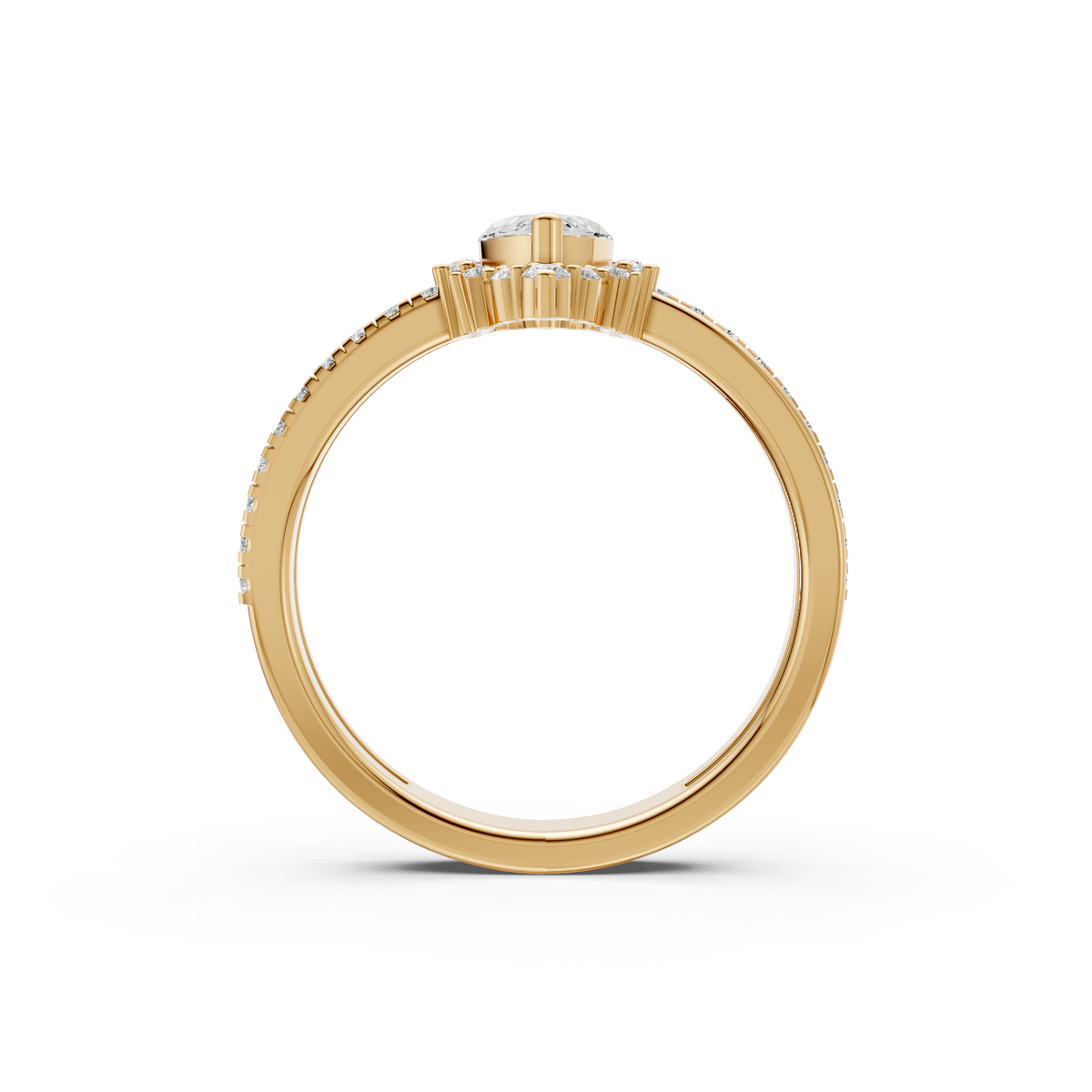 Wren Marquise Diamond Halo Pave Engagement Ring in Gold