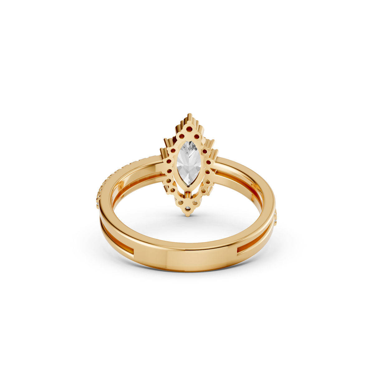 Wren Marquise Diamond Halo Pave Engagement Ring in Gold