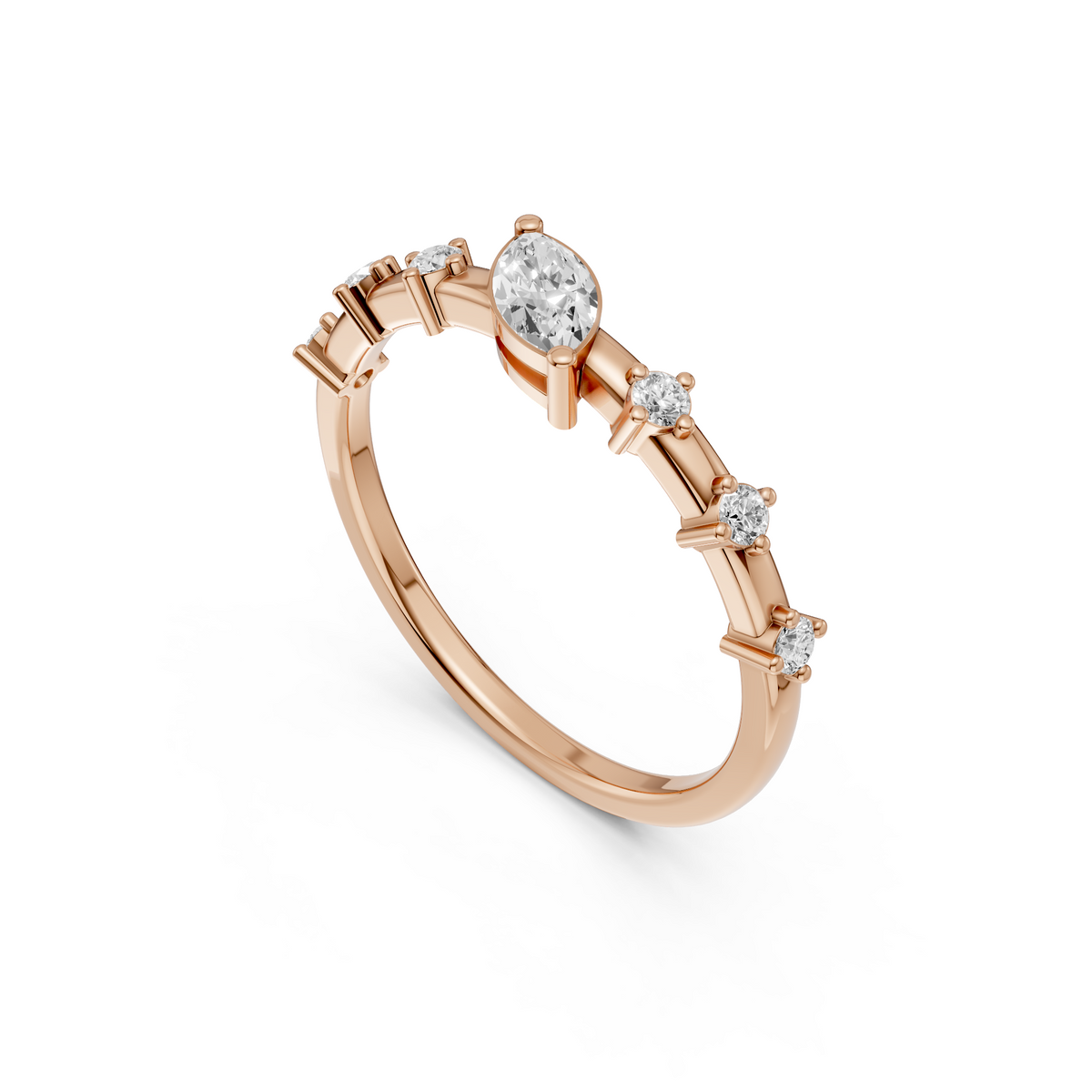 Elara Marquise Diamond Prong Set Engagement Ring in Gold
