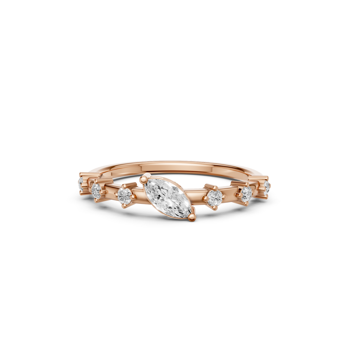 Elara Marquise Diamond Prong Set Engagement Ring in Gold