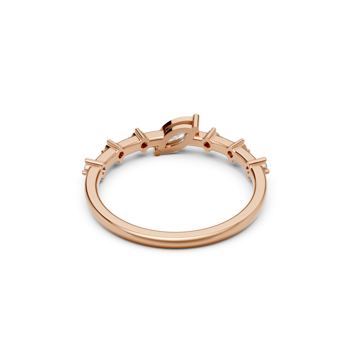 Elara Marquise Diamond Prong Set Engagement Ring in Gold